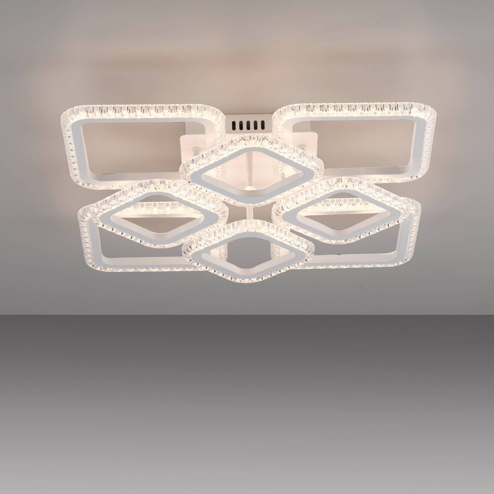 Lampa sufitowa LED Crystallo, kątowa, biała, żelazna, 3 000 K