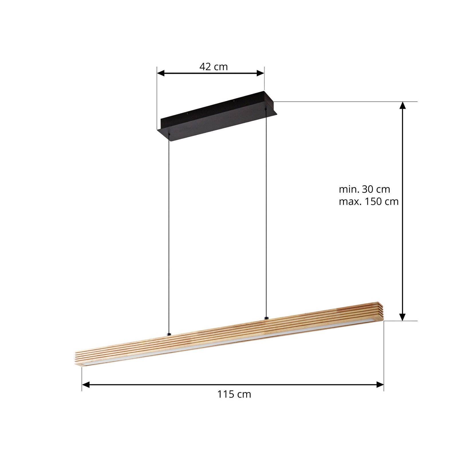 Lucande Emara LED pendant light, light wood, oak, CCT