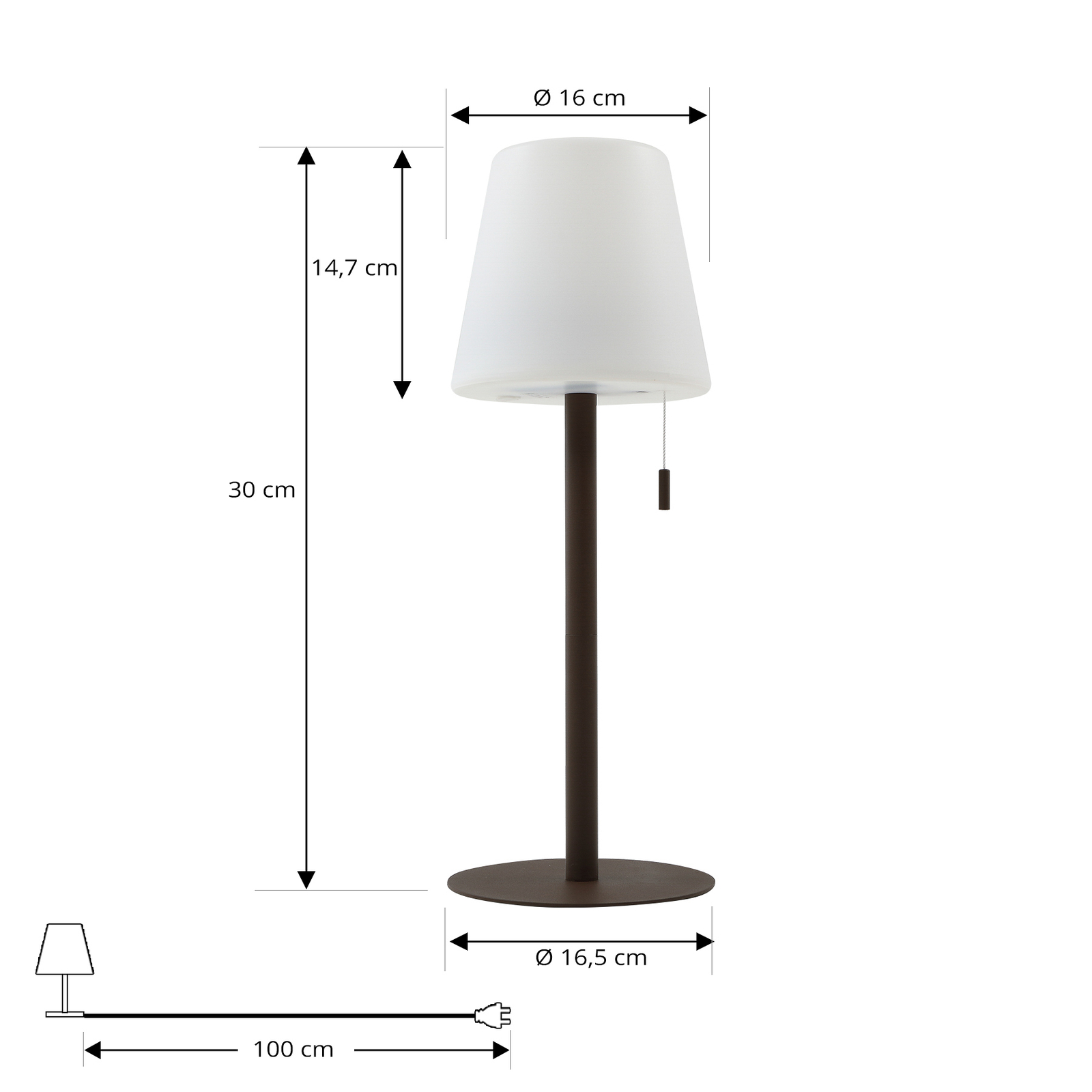 Azalea LED Portable Table Lamp IP44 White/Brown - Lindby