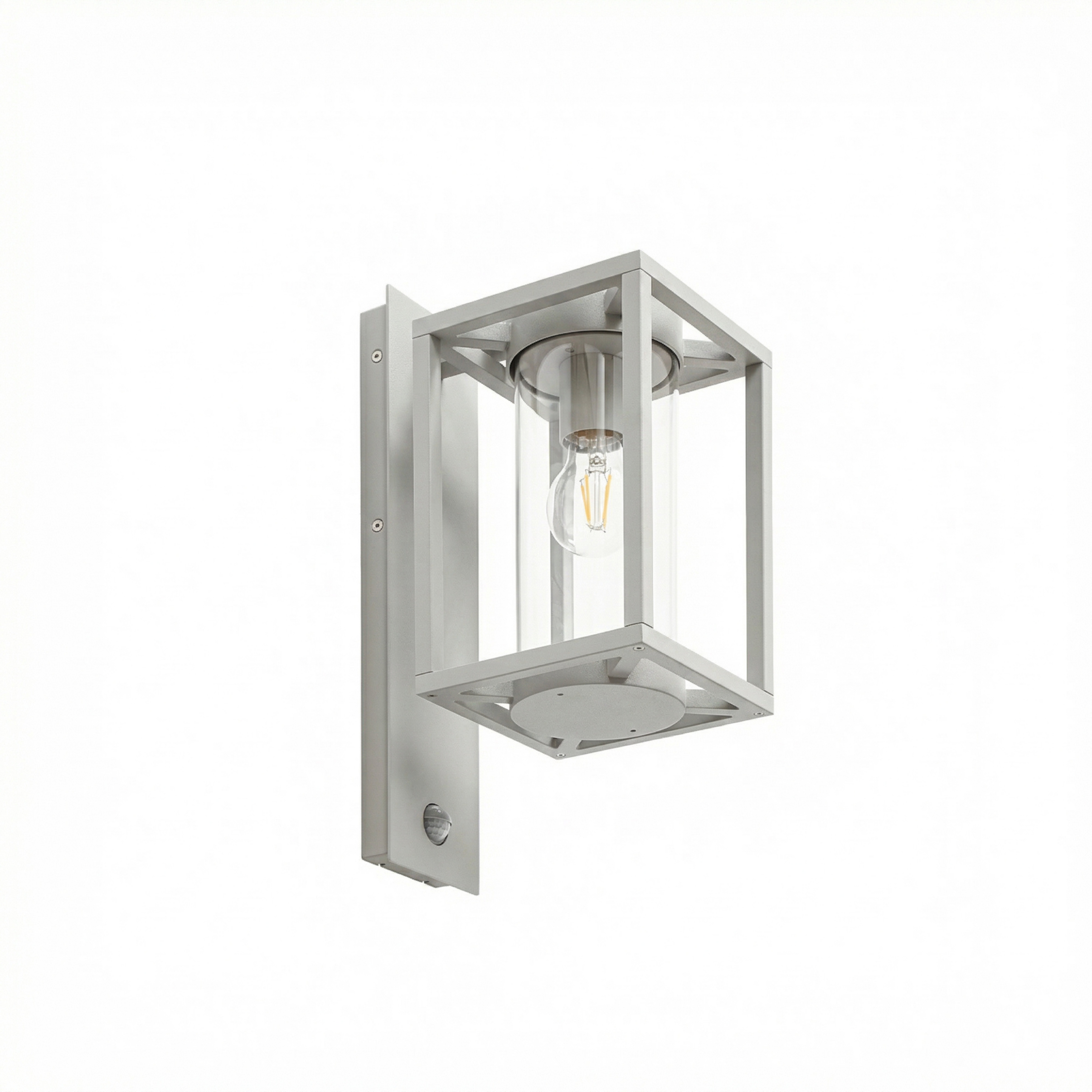 Candeeiro de parede exterior Ferda, com sensor, E27, IP44, cinzento claro -