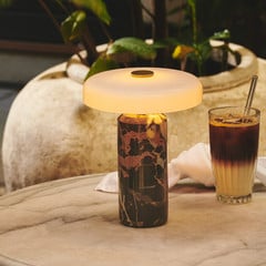 Dobíjacia stolová lampa Trip LED, farebná / biela, mramor, sklo, IP44