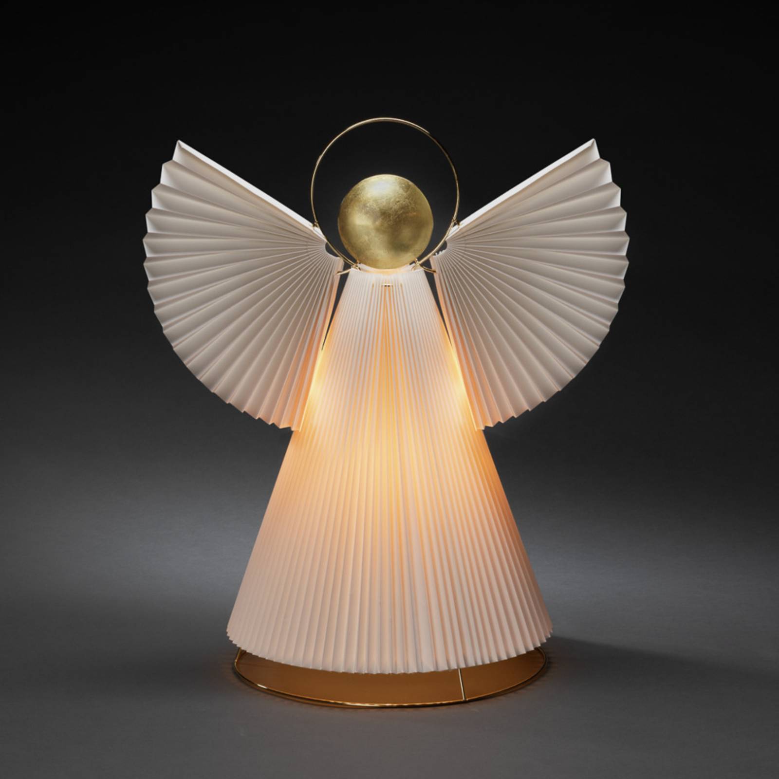 Levně Dekorativní světelný anděl z papíru E14 bílý/mosaz 54cm