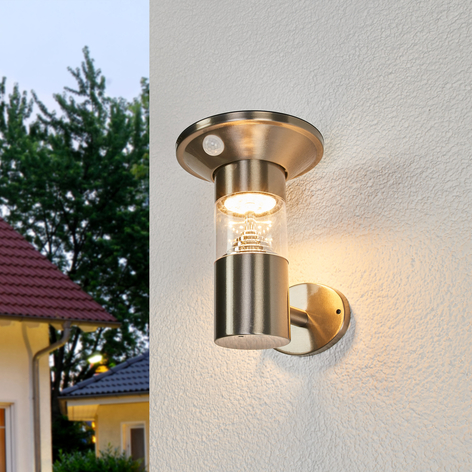 LED solcelle væglampe Jalisa rustfrit stål, sensor