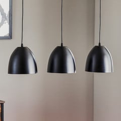 Pendellampe Lenox, 3 lyskilder, sort/guld