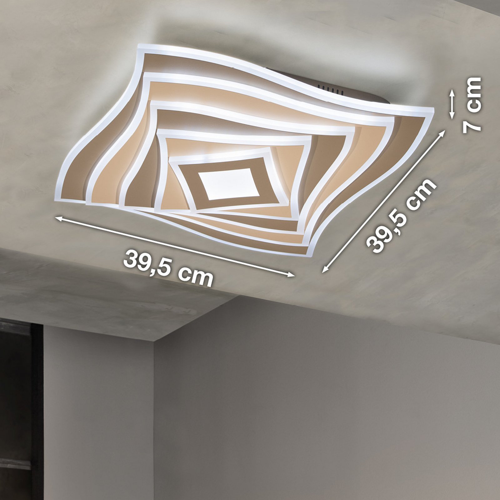 Lámpara LED de techo HERO, gris claro, 50 x 50 cm, control remoto CCT atenuable Lámpara LED de techo HERO, gris claro, 50 x 50 cm, control remoto CCT atenuable