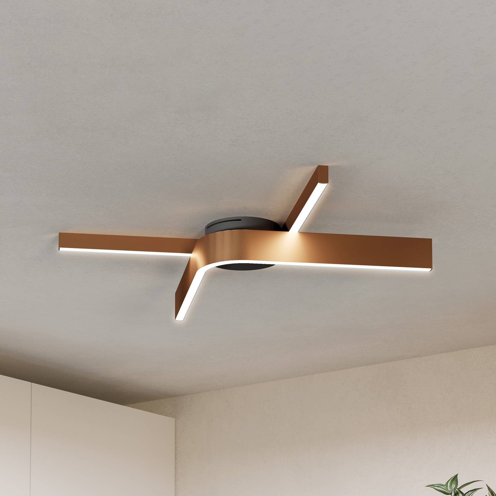 EGLO Plafonnier LED intelligent Folcino-Z, couleur bronze, 64 cm, CCT