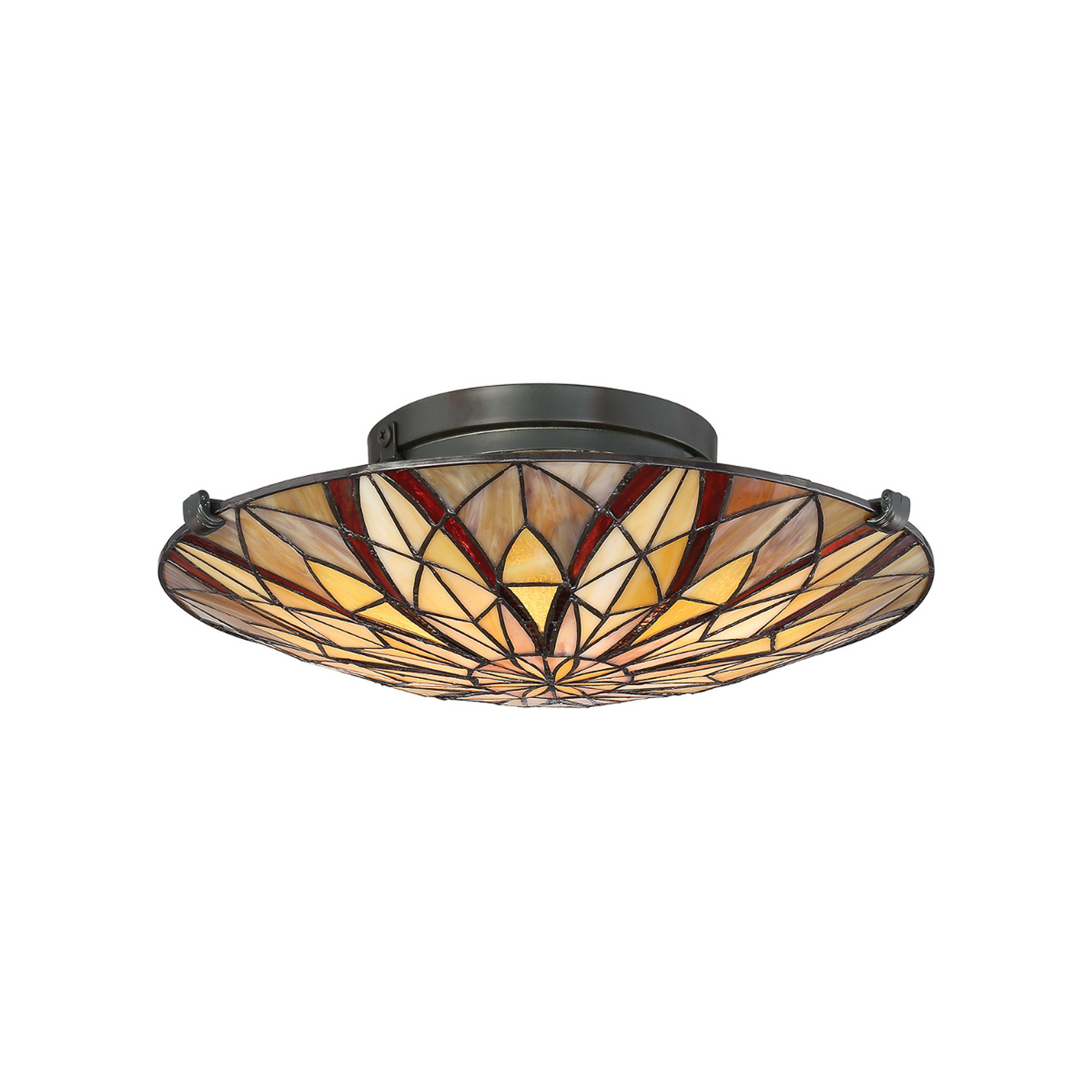 QUOIZEL Plafonieră Victory cu abajur stil Tiffany - Camera de zi / sufragerie - galben roșu bronz - Sticlă