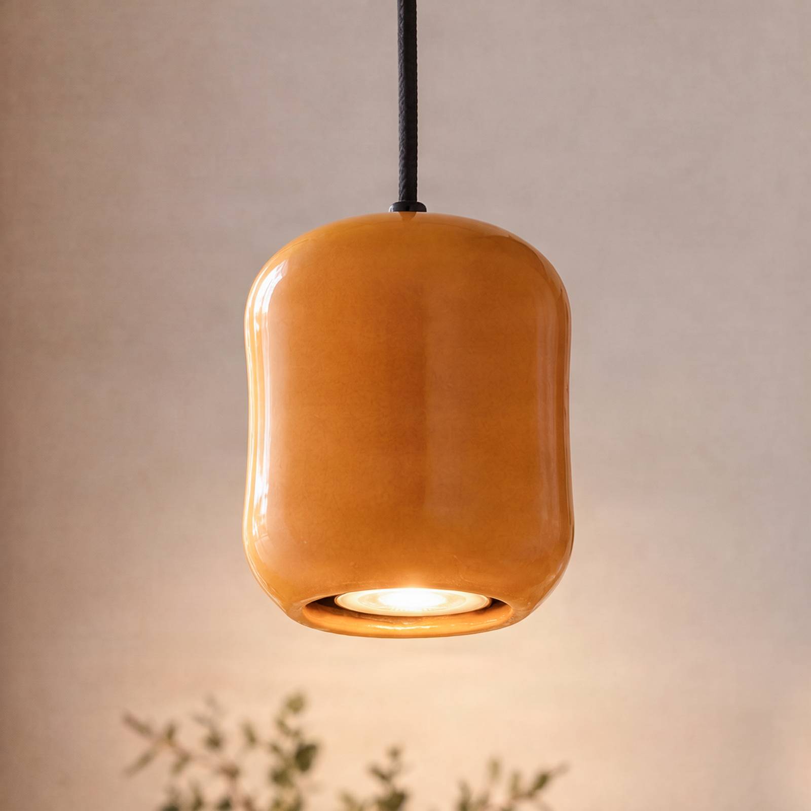 Hengelampe «Ceramic Barell», lengde 10 cm, oransje keramikk/stål