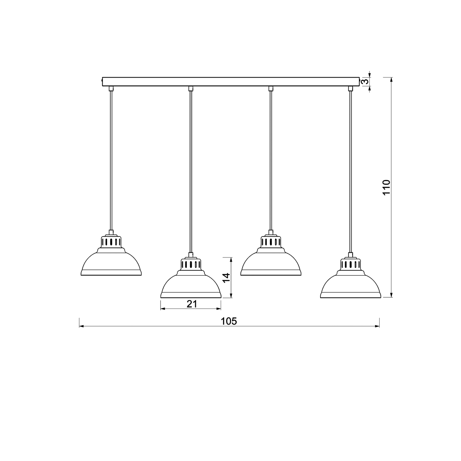 Lampada a sospensione Sven, a 4 luci, beige, acciaio