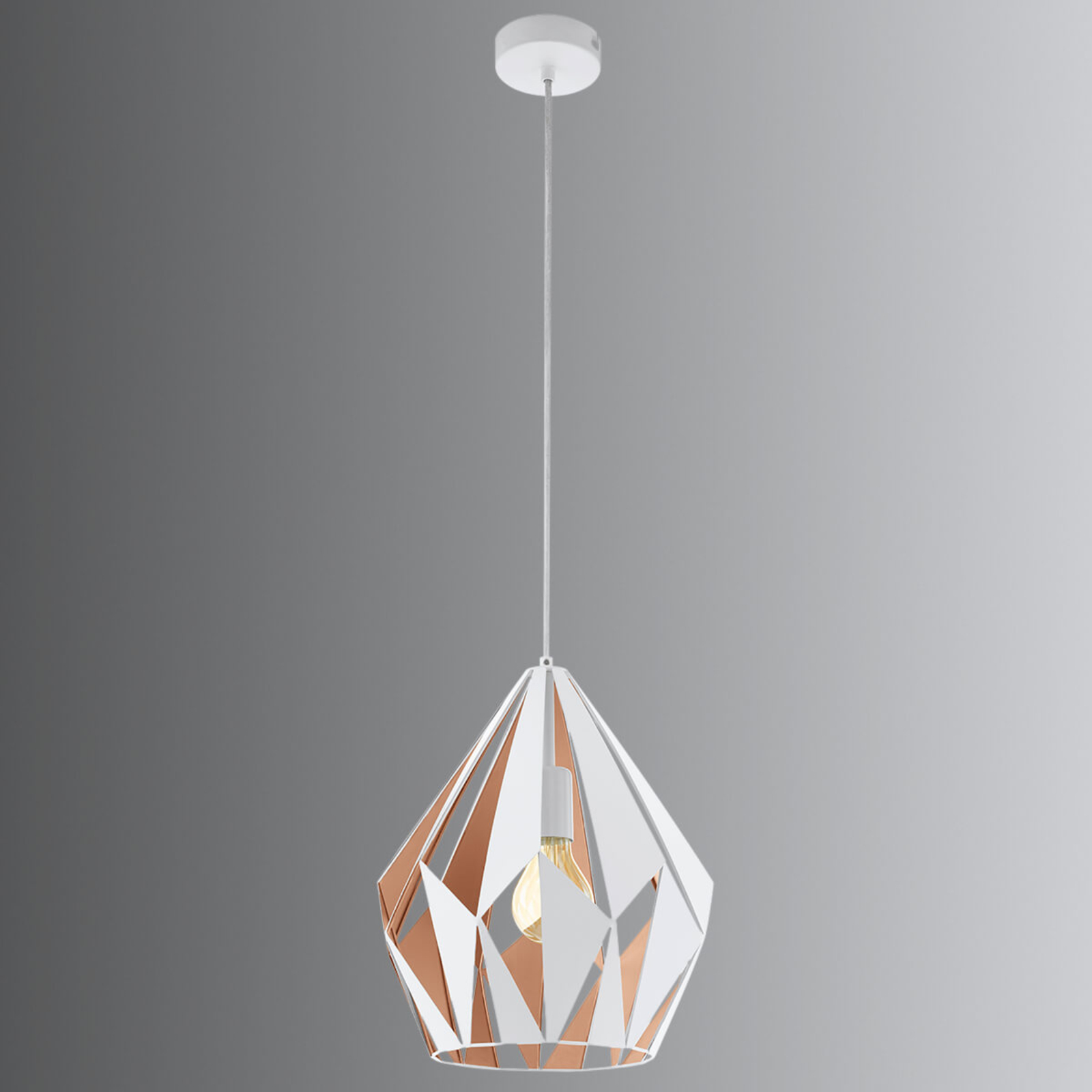 Hanglamp Carlton, wit-goud, Ø 31 cm