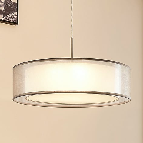 Stoffen hanglamp Amon dimbare LEDs, grijs