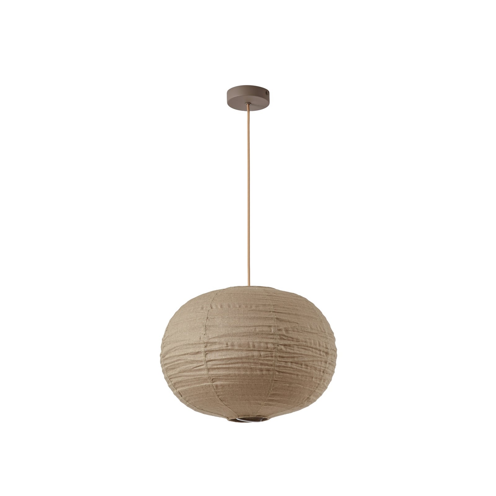 Suspension Lindby « Autumn », taupe, Ø 40 cm, lin, forme sphérique