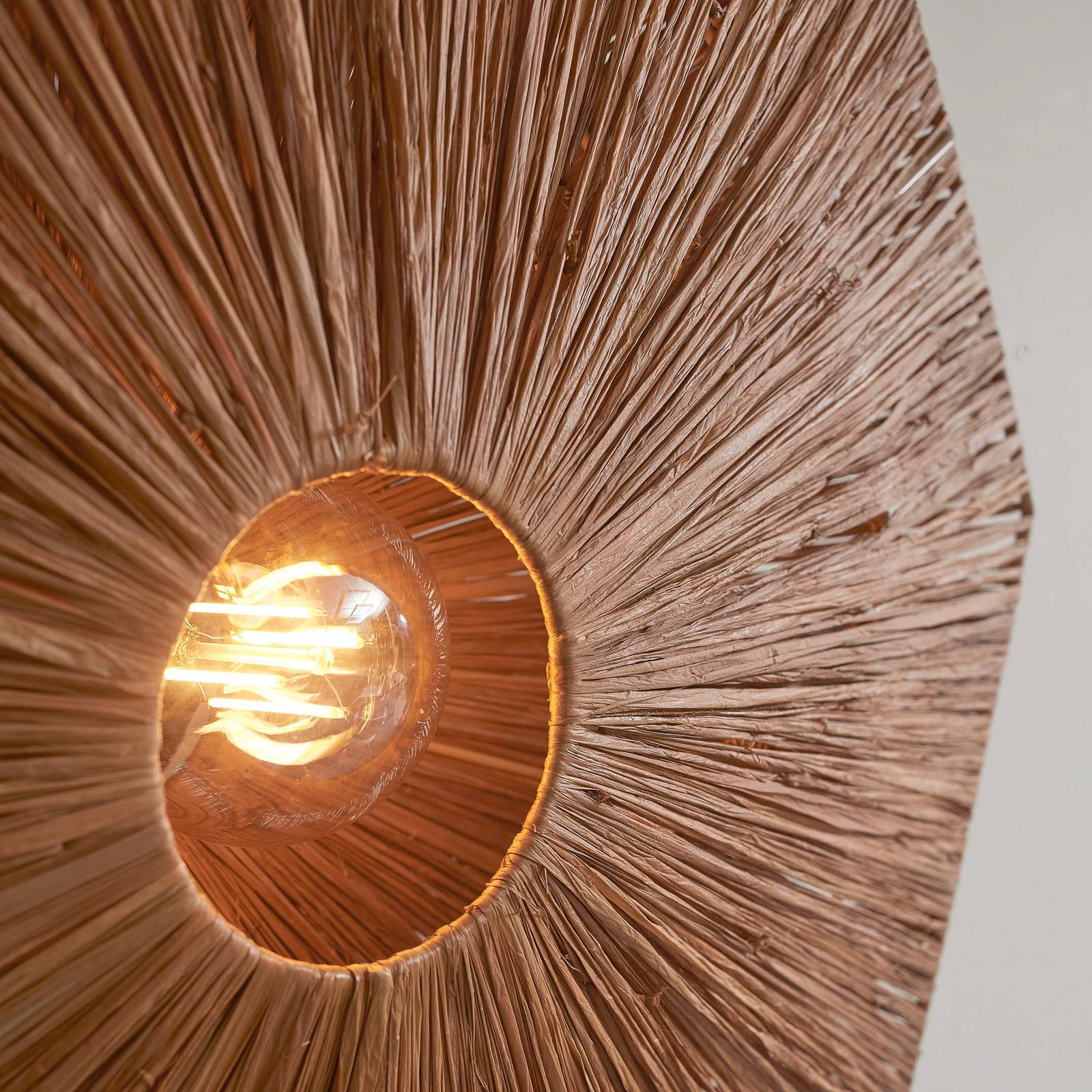 Lampa sufitowa Good & Mojo Panama, brązowa, Ø 65 cm, rafia