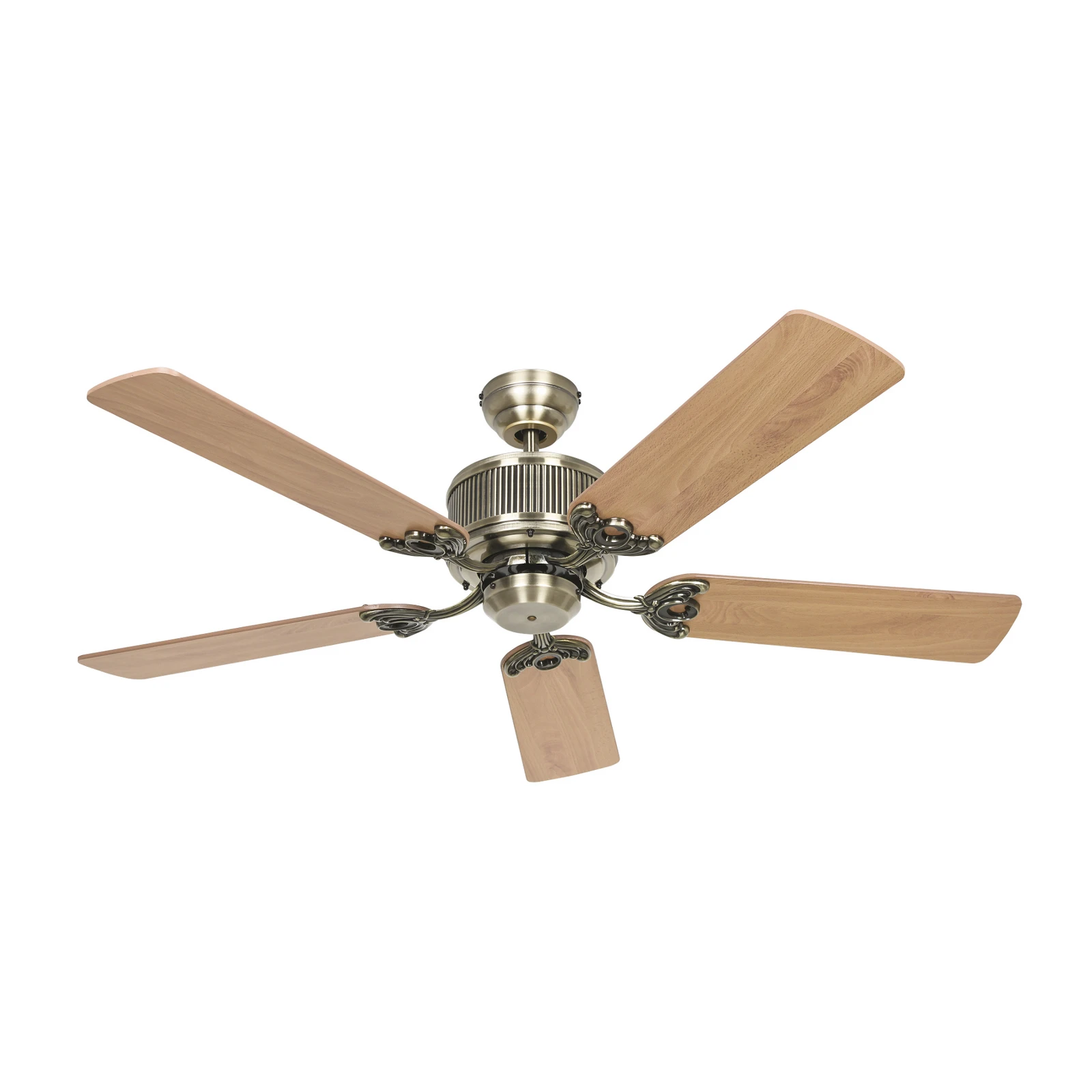 Deckenventilator ECO ELEMENTS, eiche/messing, Ø 132 cm leise