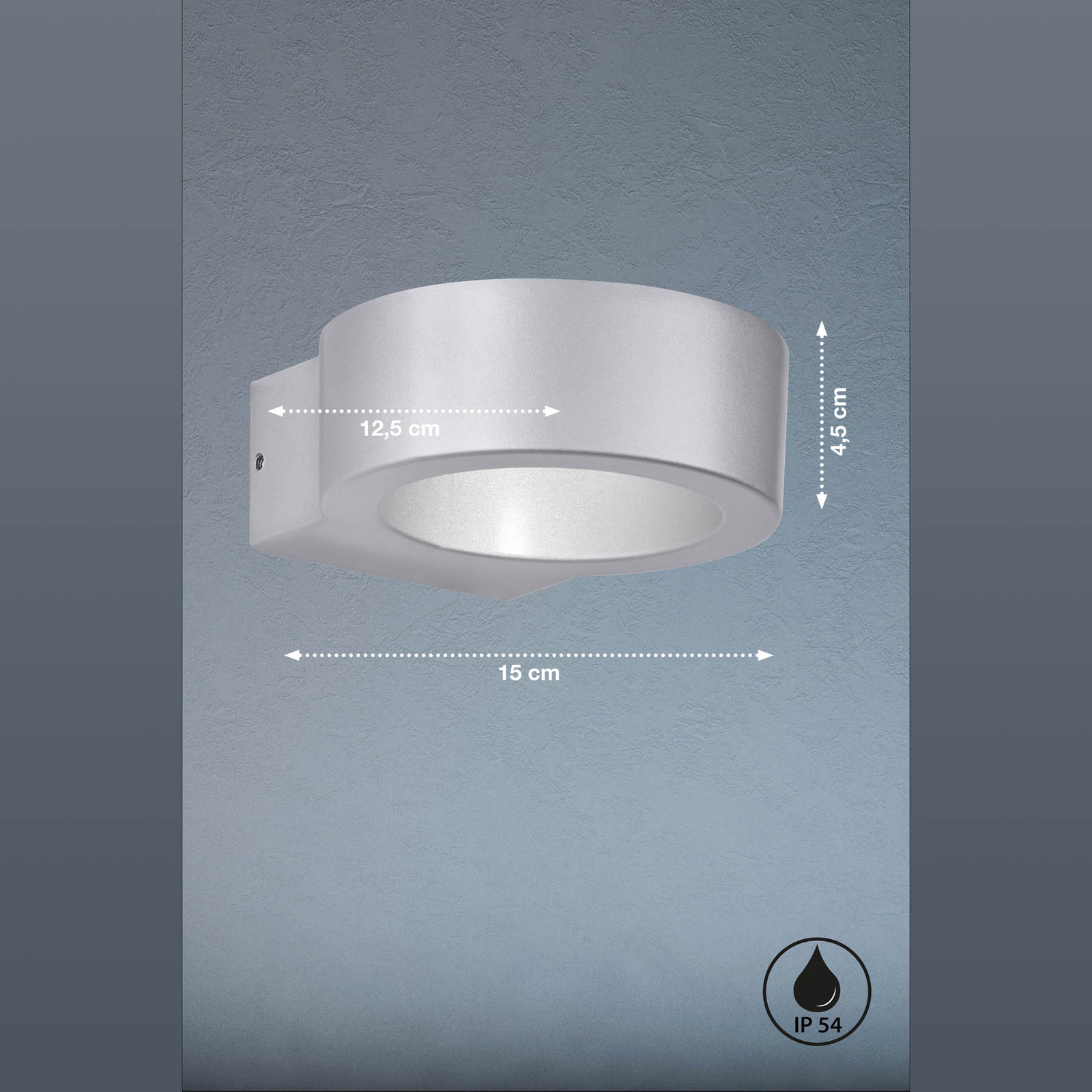 Torres LED outdoor wall light, round, silver