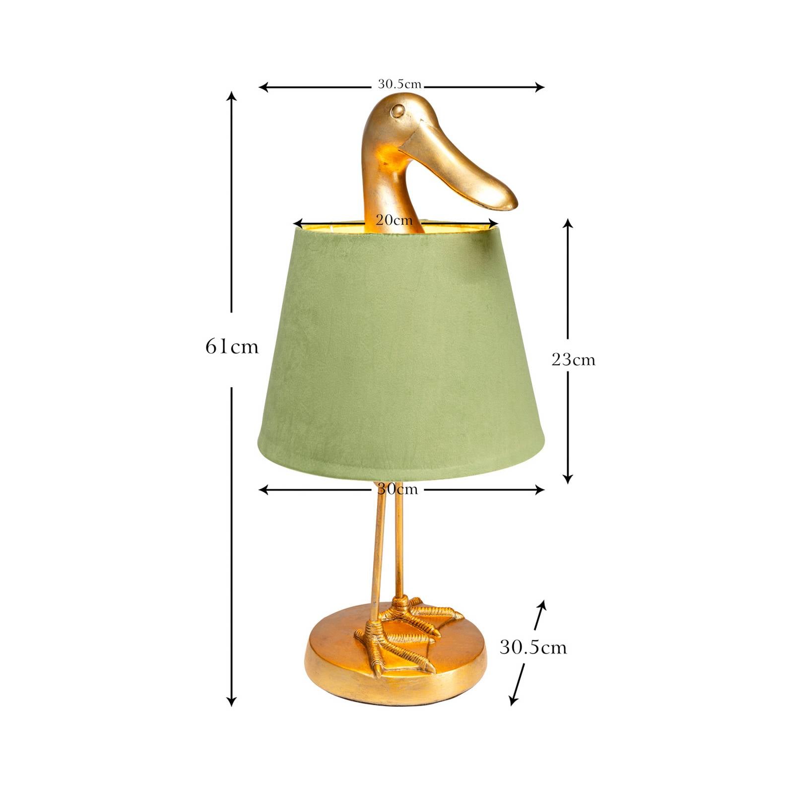 Lampa stołowa KARE „Duck”, zielona, z lenu, wysokość 61 cm, E27