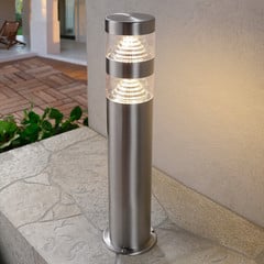 Lindby LED stojací lampa Lanea, 40 cm, šedá, nerezová ocel, IP44