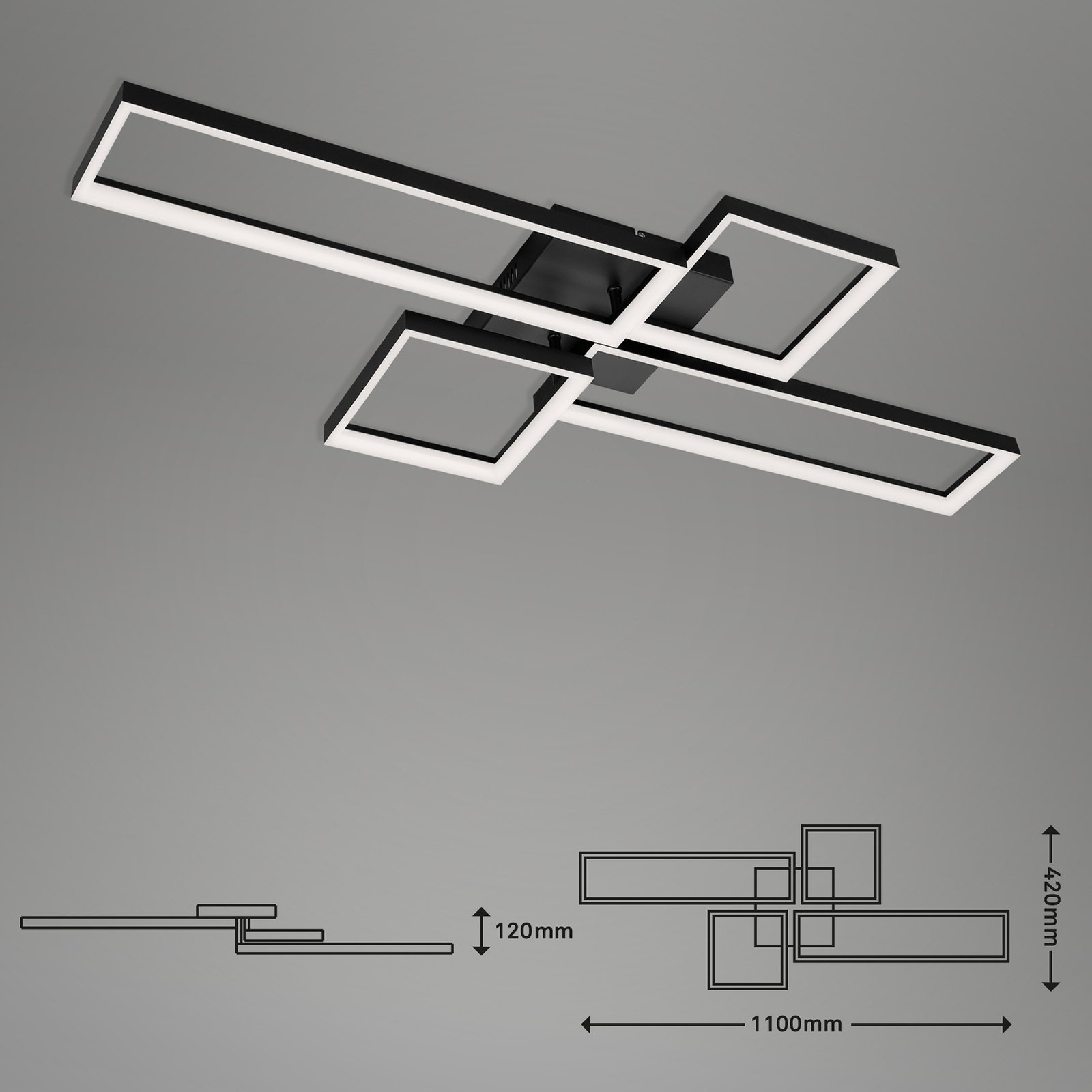 LED-Deckenlampe 3014-015, dimmbar, CCT, schwarz