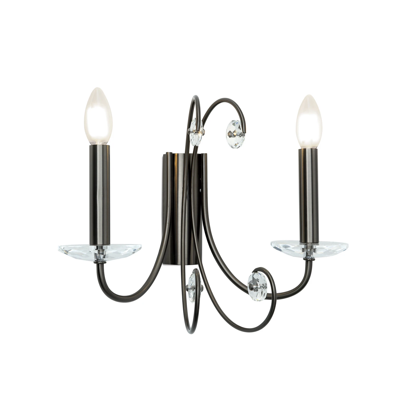 Aplique de pared Ariane, color níquel, ancho 37,5 cm, cristal