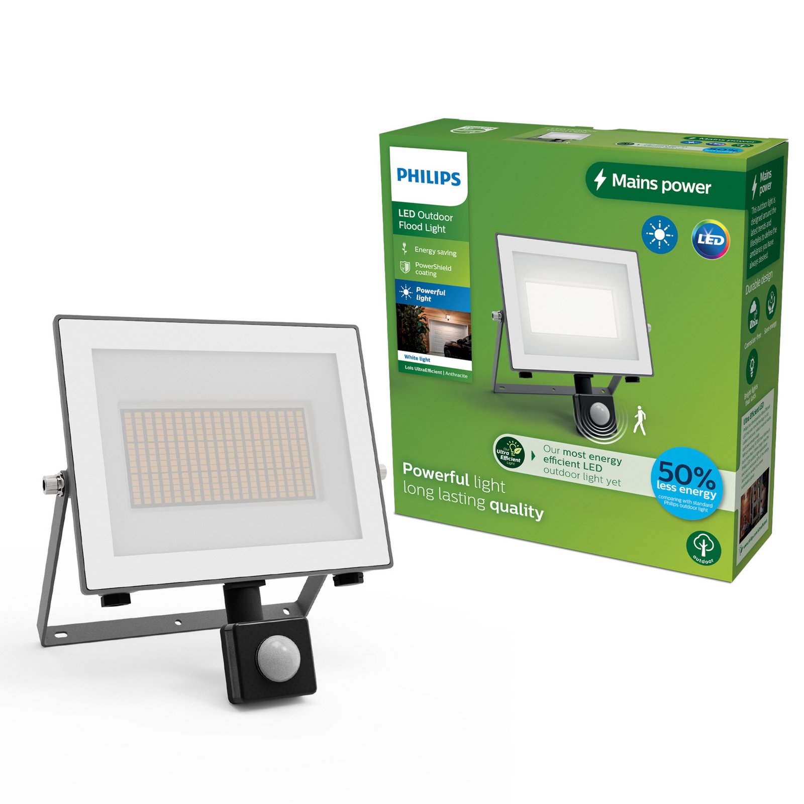 Philips LED-Außenstrahler Lois UE Sensor, 24 W, 3.000 K IP65