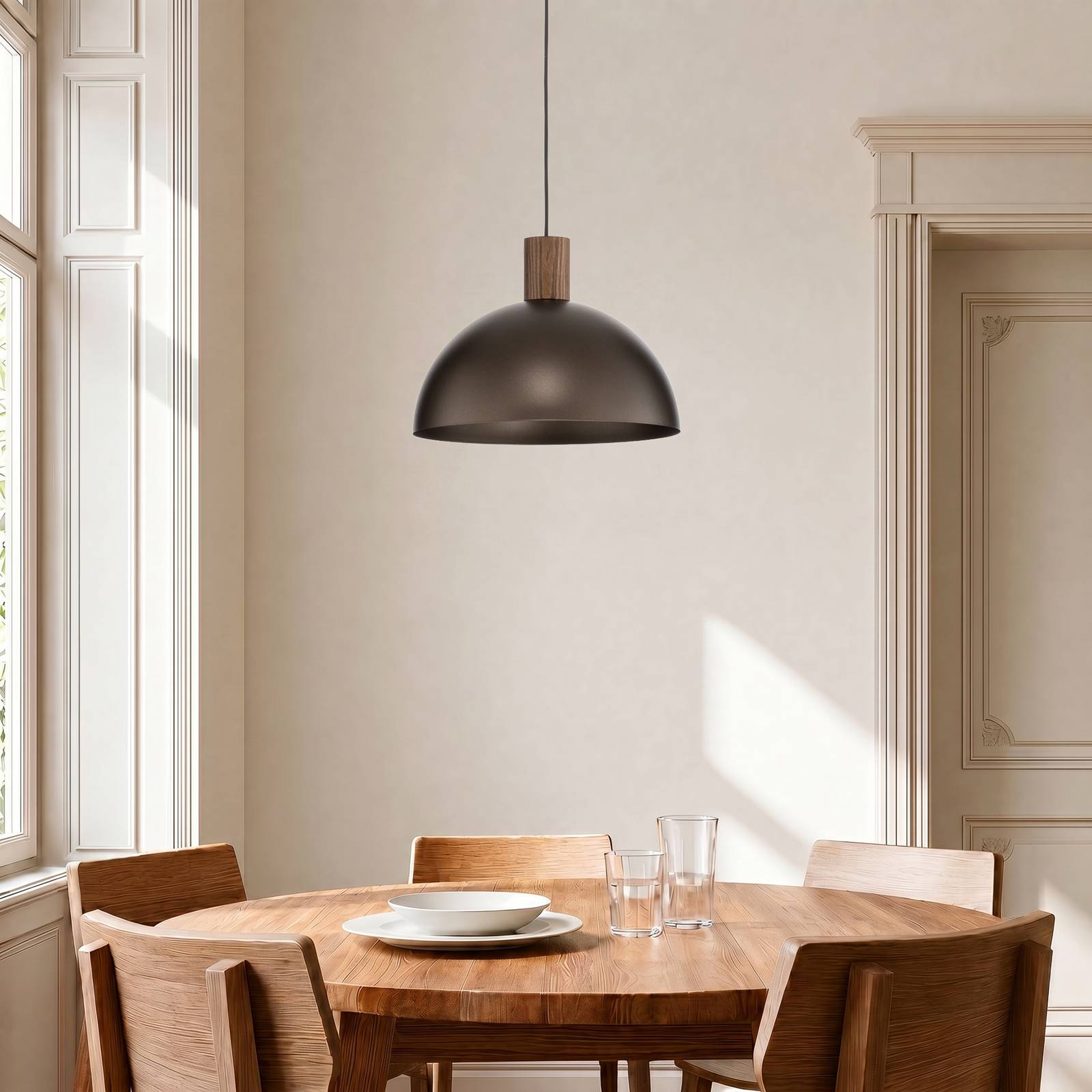 Żyrandol Oslo, brązowy, metalowy, Ø 34 cm, E27