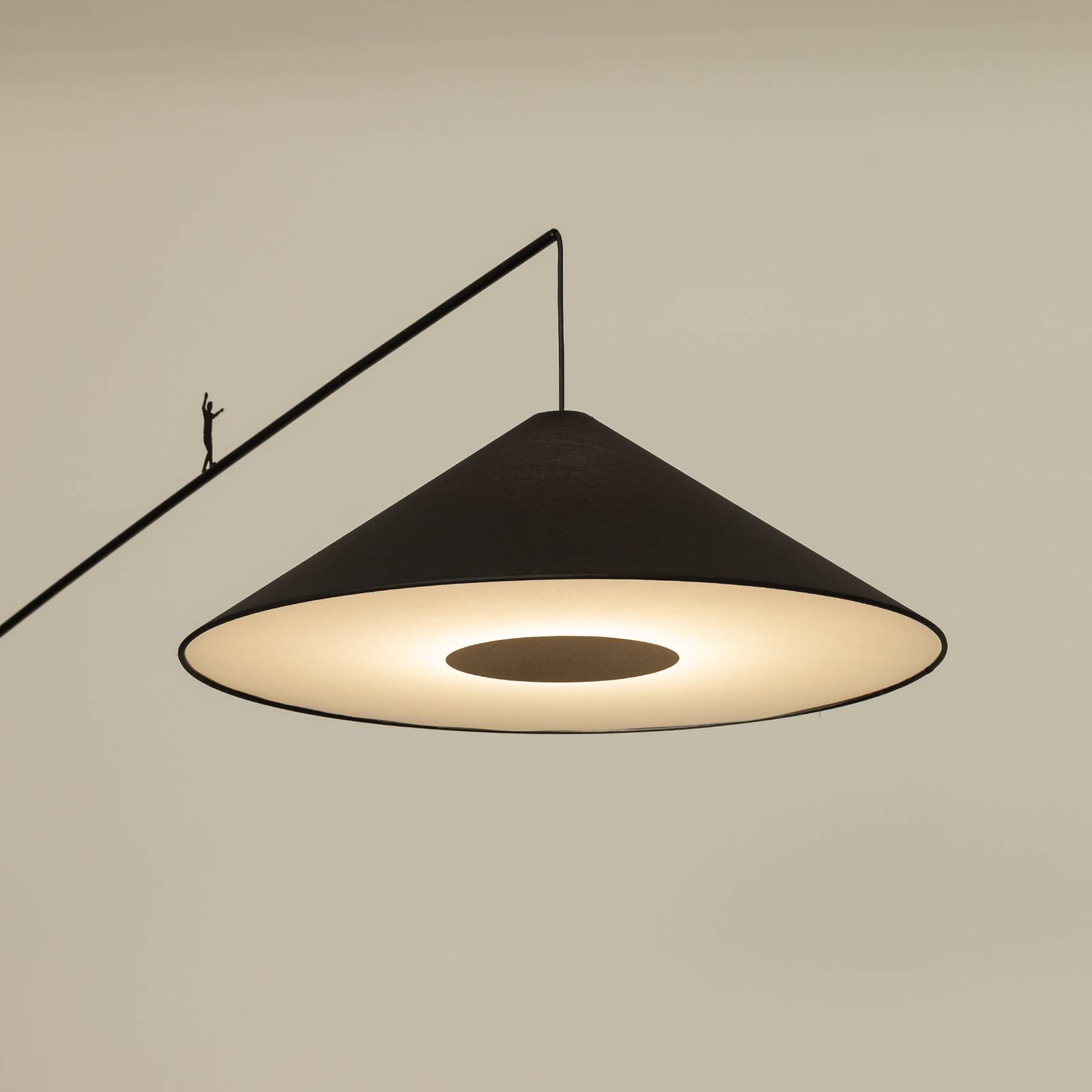 Bogenleuchte Poise, schwarz, Stahl, Textil, Ausladung 260 cm günstig online kaufen