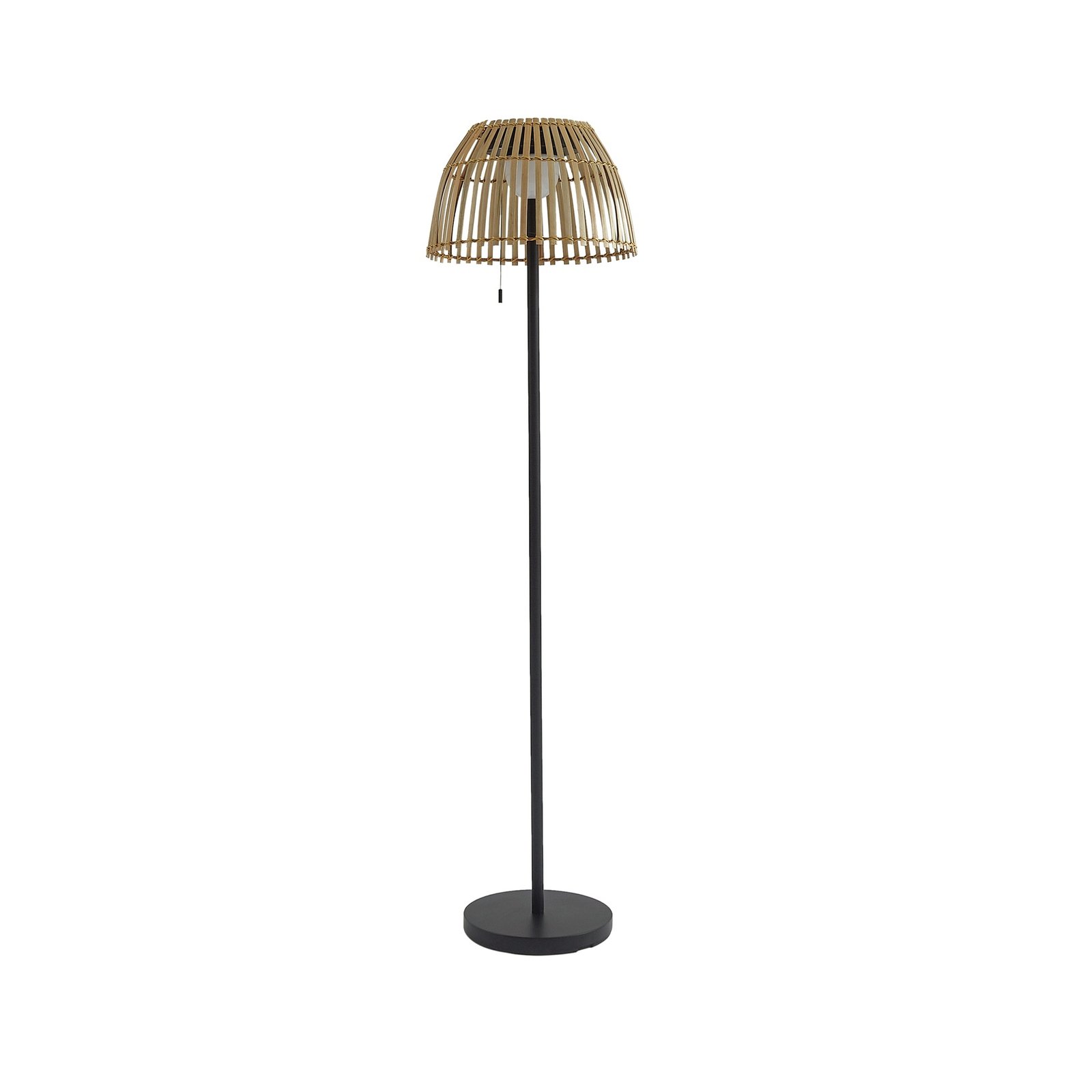 Lucande LED floor lamp Eligio, bamboo, Ø 39 cm, RGB