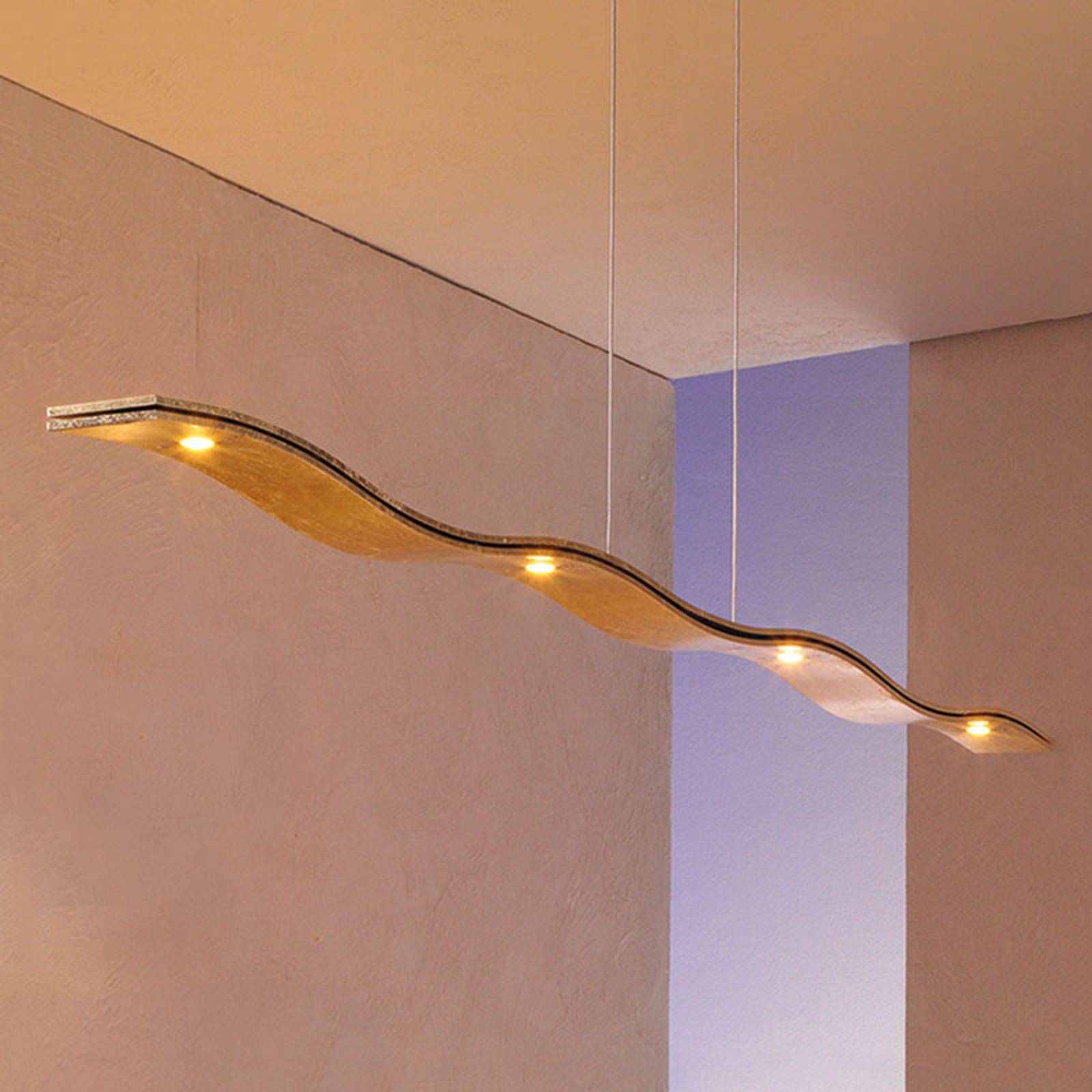 Escale Fluid dimmable LED hanging lamp, gold leaf Lights.co.uk