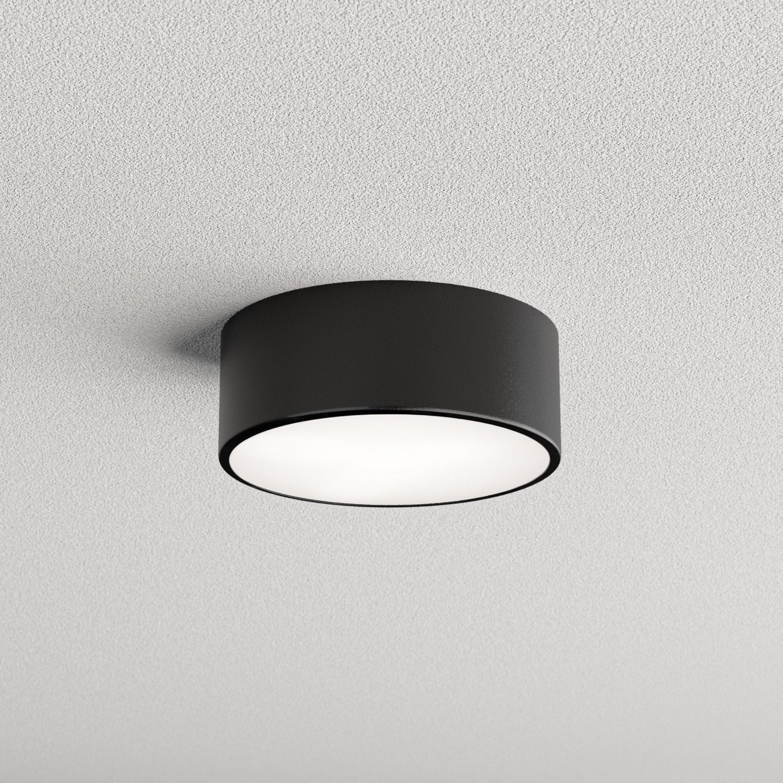 Plafonnier Cleo 200, noir, capteur, IP20, Ø 20 cm, E27