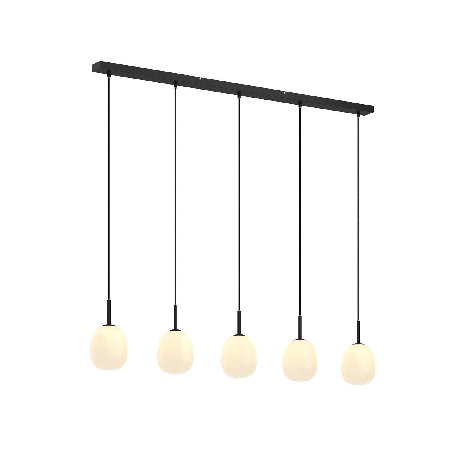 Lindby Etiena hanglamp, 5-lamps, glas opaal