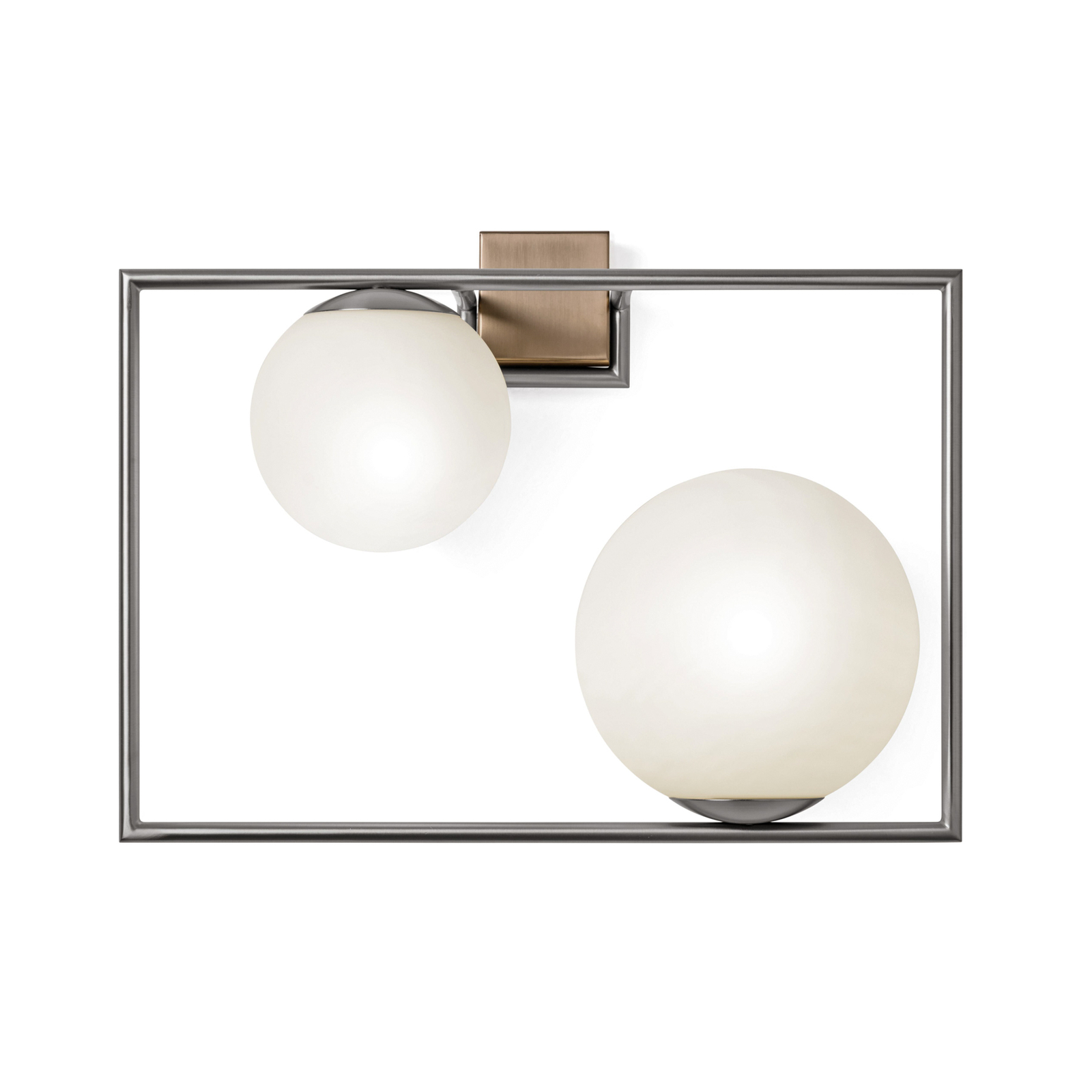 Aplique de pared Buble, color acero, 2 luces, cristal