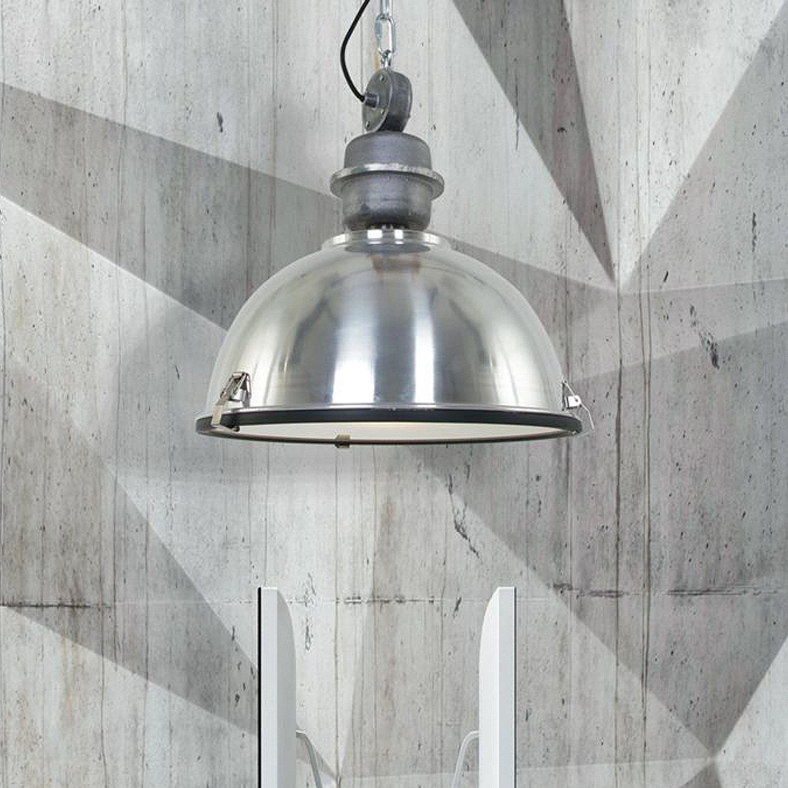 Bikkel pendant light, Ø 42 cm, steel-coloured, metal, glass, E27