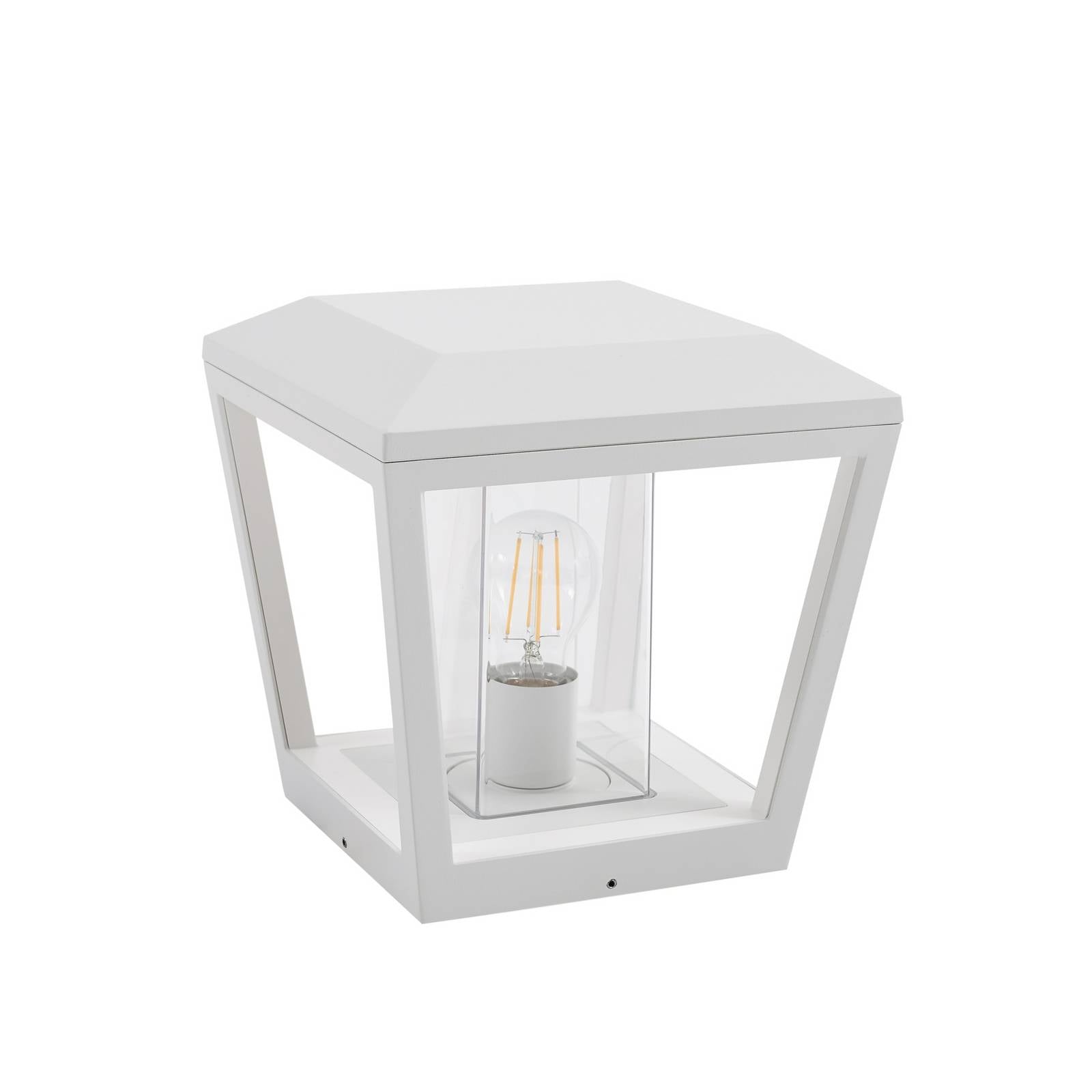 Lucande Sockelleuchte Dunia, weiß, Metall, 24cm, E27, IP54