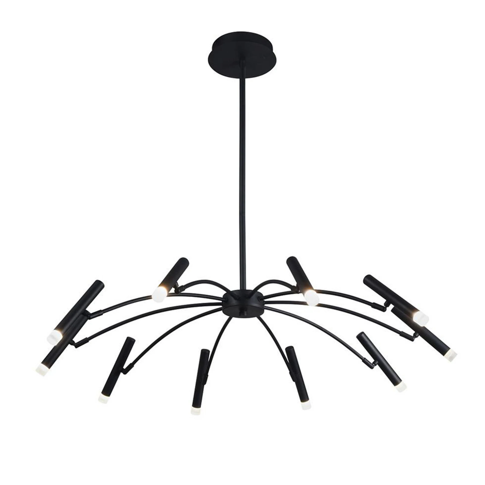 Závěsné světlo LED Secret, černé, Ø 80 cm, kov, 10-bodové.