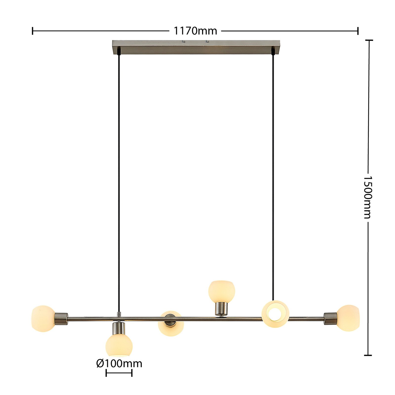 Biscala Pendant Nickel/Opal - Lindby