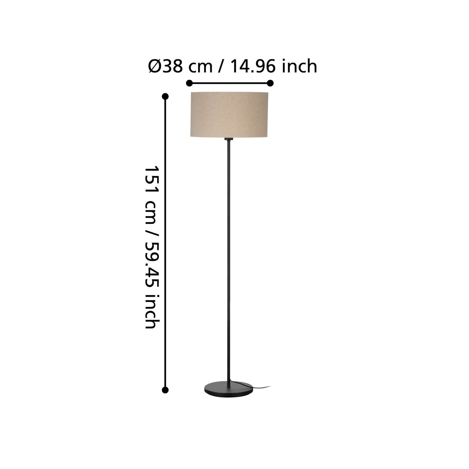 Lampe sur pied Feniglia abat-jour en lin naturel