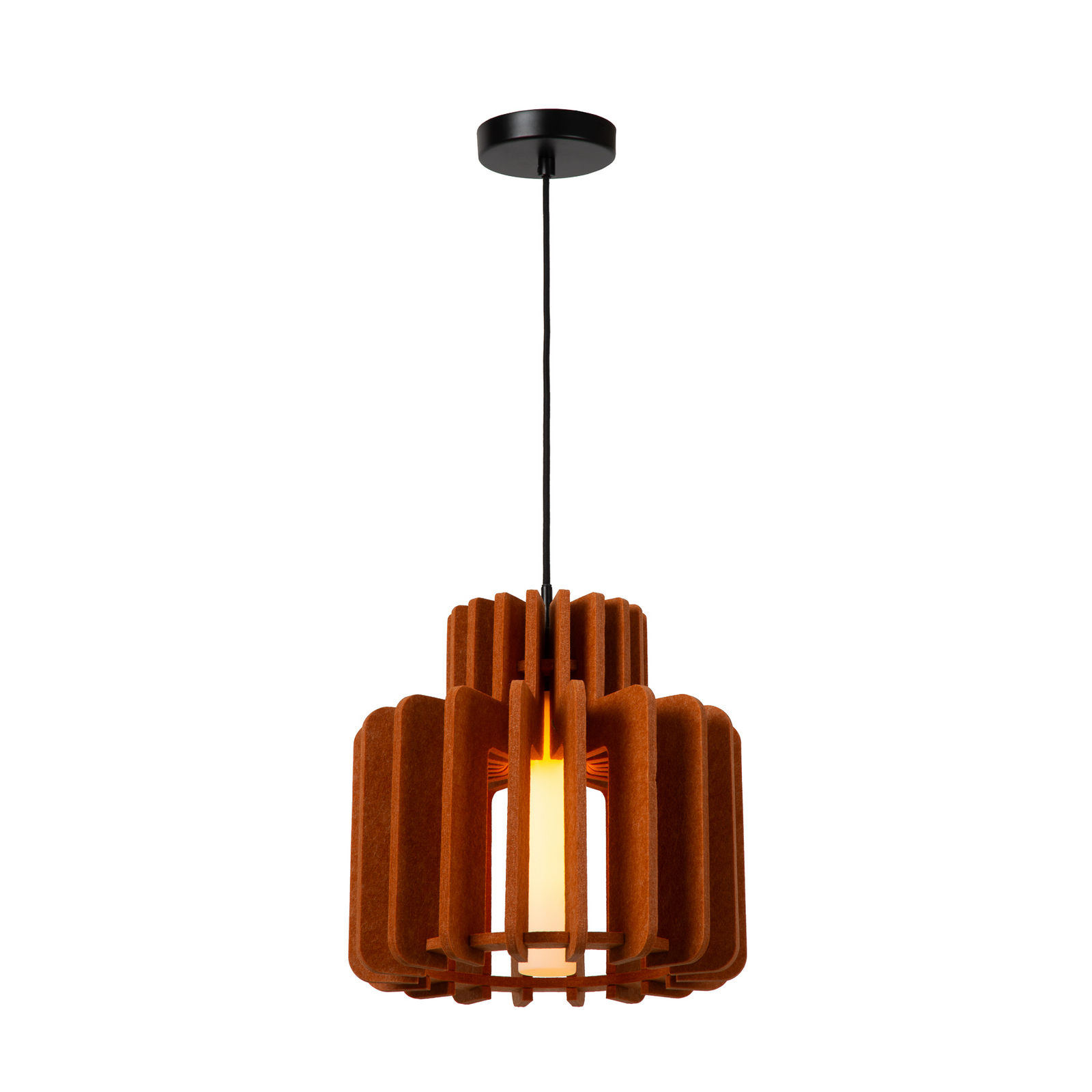 Lampă suspendată Rollo, teracotă, Ø 31 cm, țesătură/metal/sticlă