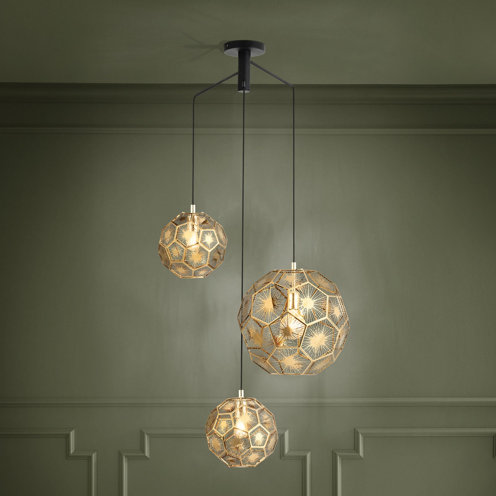 EGLO Lampă suspendată Skoura culoare alamă 70 x 68 cm 3 becuri oțel - Camera de zi / sufragerie - Modern - alamă negru - Metal