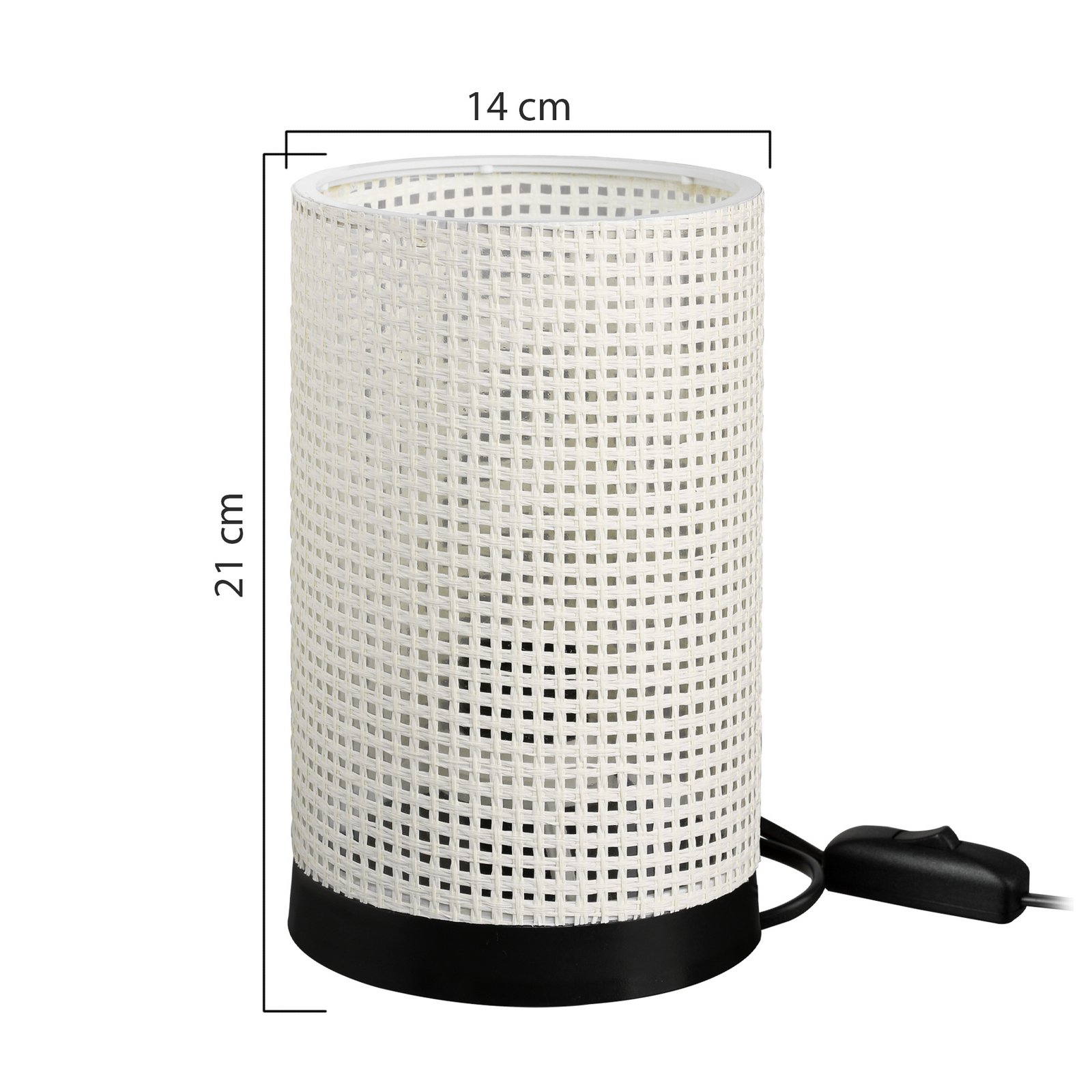 Lampa stołowa Tina, wzór biały, cylindryczna, Ø 14 cm