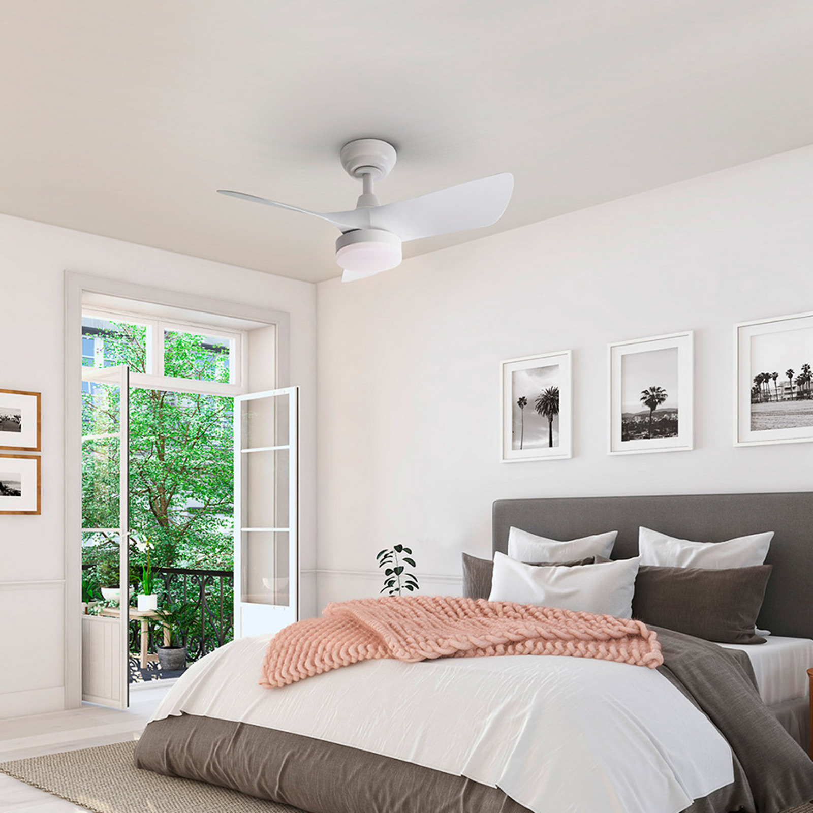 LED stropni ventilator Tropic, bel, Ø 76 cm, tih, CCT