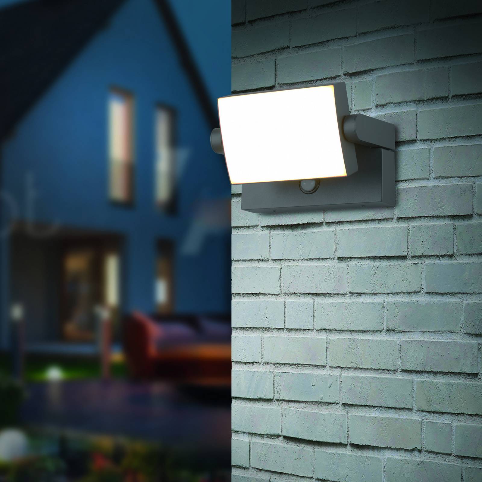  Trio Lighting Trio Lighting Kansas Anthracite Led Sensor Outdoor Wall Lamp, Width 20 Cm, Ip54 