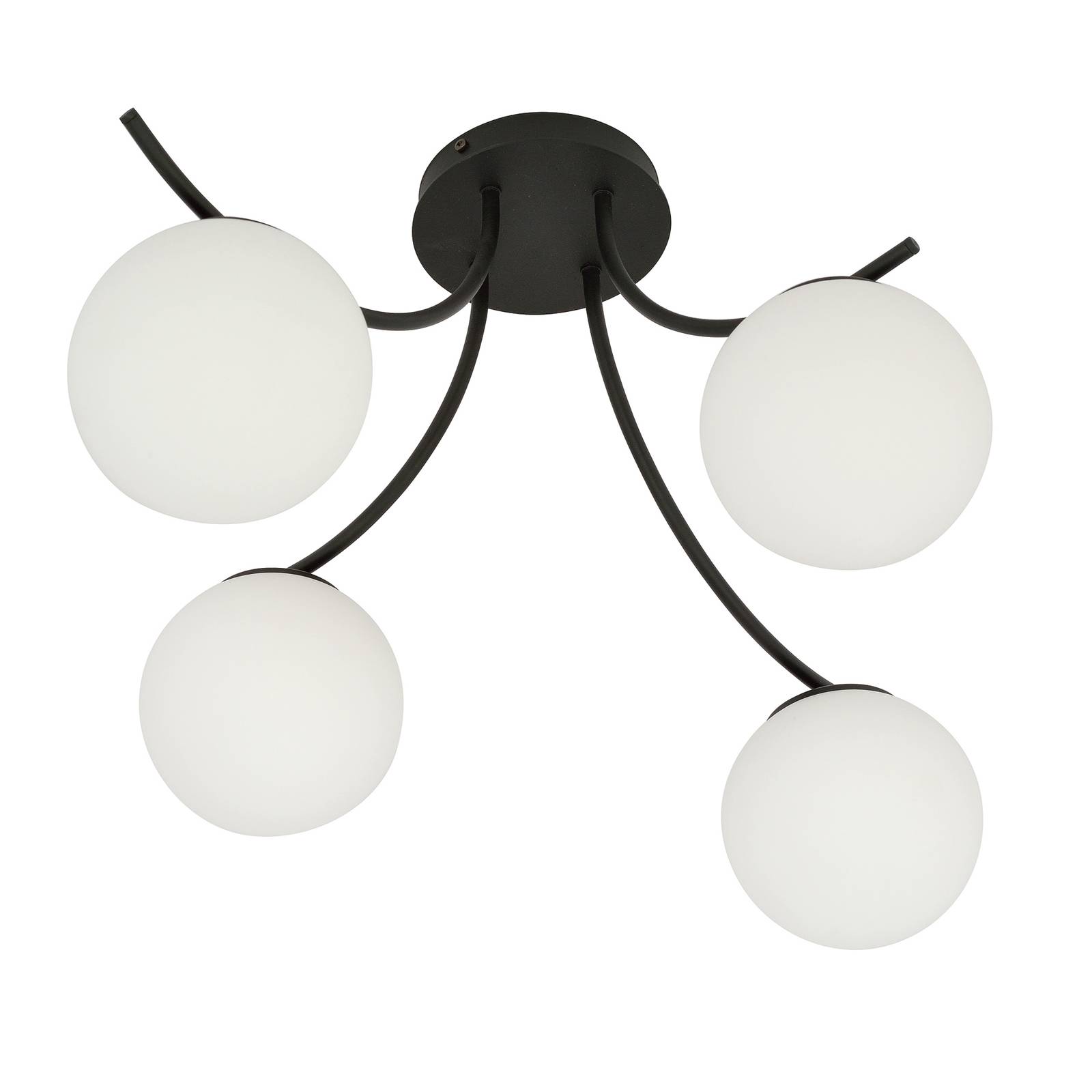 Lampa sufitowa Boston, czarna/opalowa, 4-punktowa