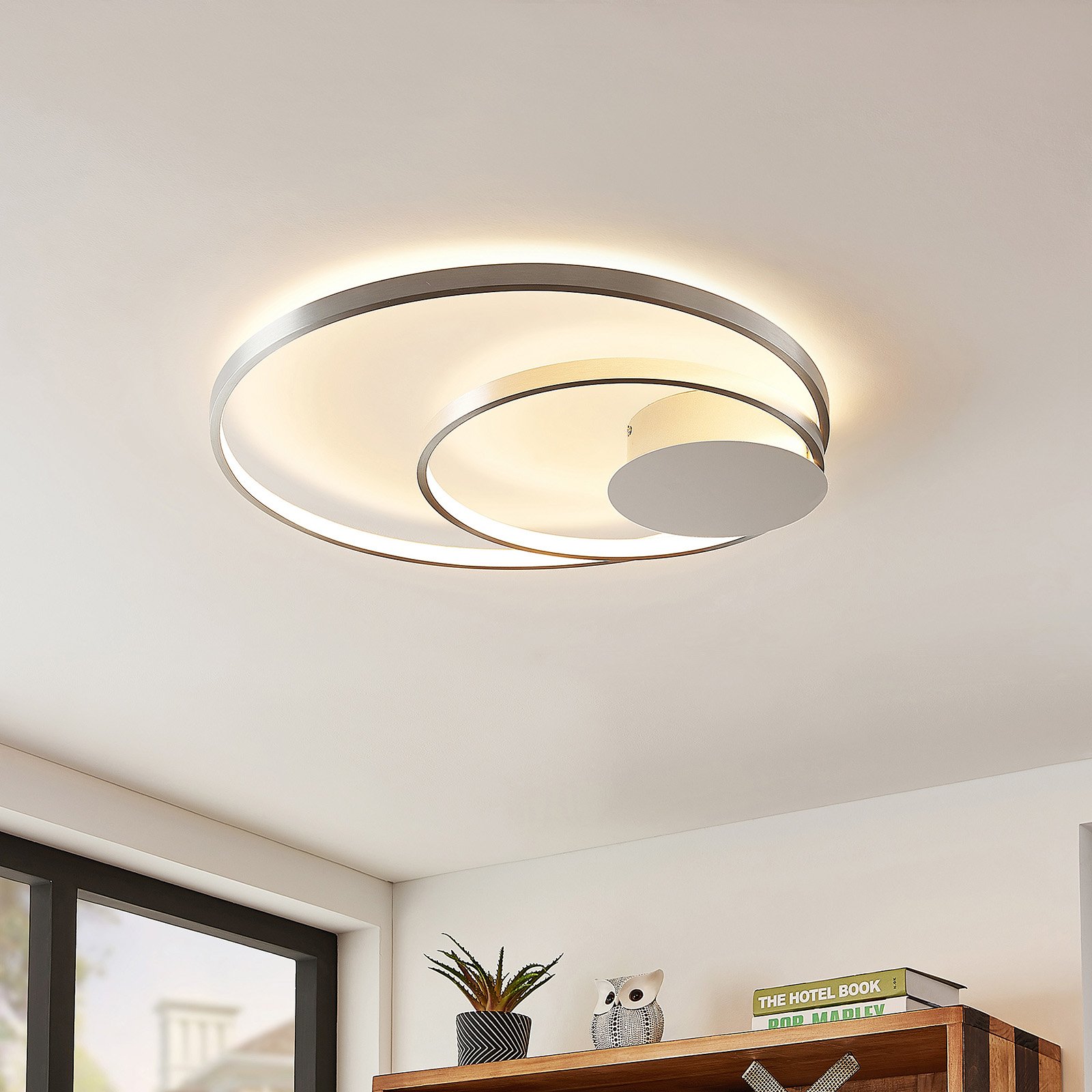 Lindby Nerwin lampa sufitowa LED okrągła alu/chrom