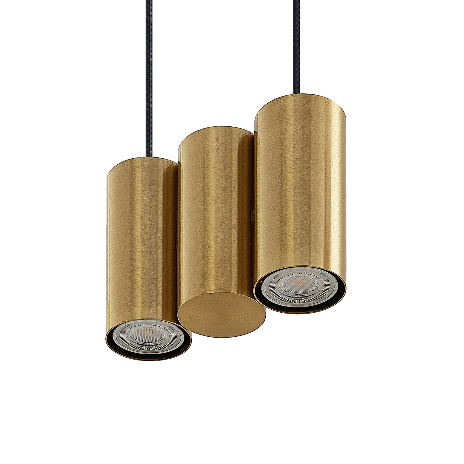 Lucande Cesur hanging light, nine-bulb, brass