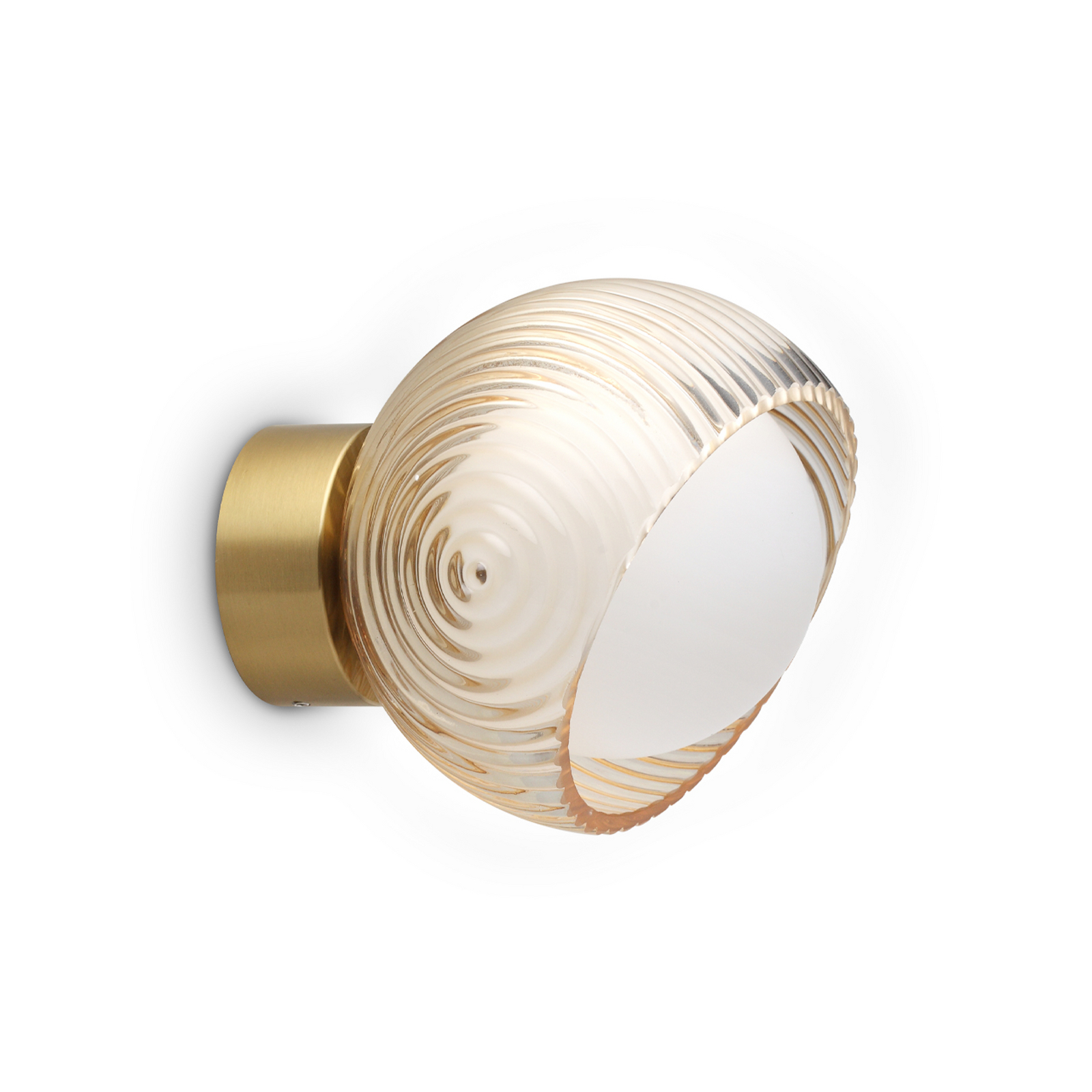 IDEAL LUX vegglampe Bloom, messingfarget, Ø 12 cm metall