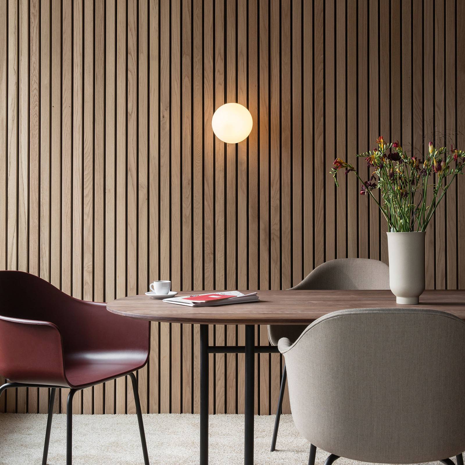 MENU Menu TR Bulb DTW LED ceiling lamp black/matt opal, for Living / Dining Room, coated steel, opal glass, E27, 6 W, energy efficiency: A+, H: 22 cm