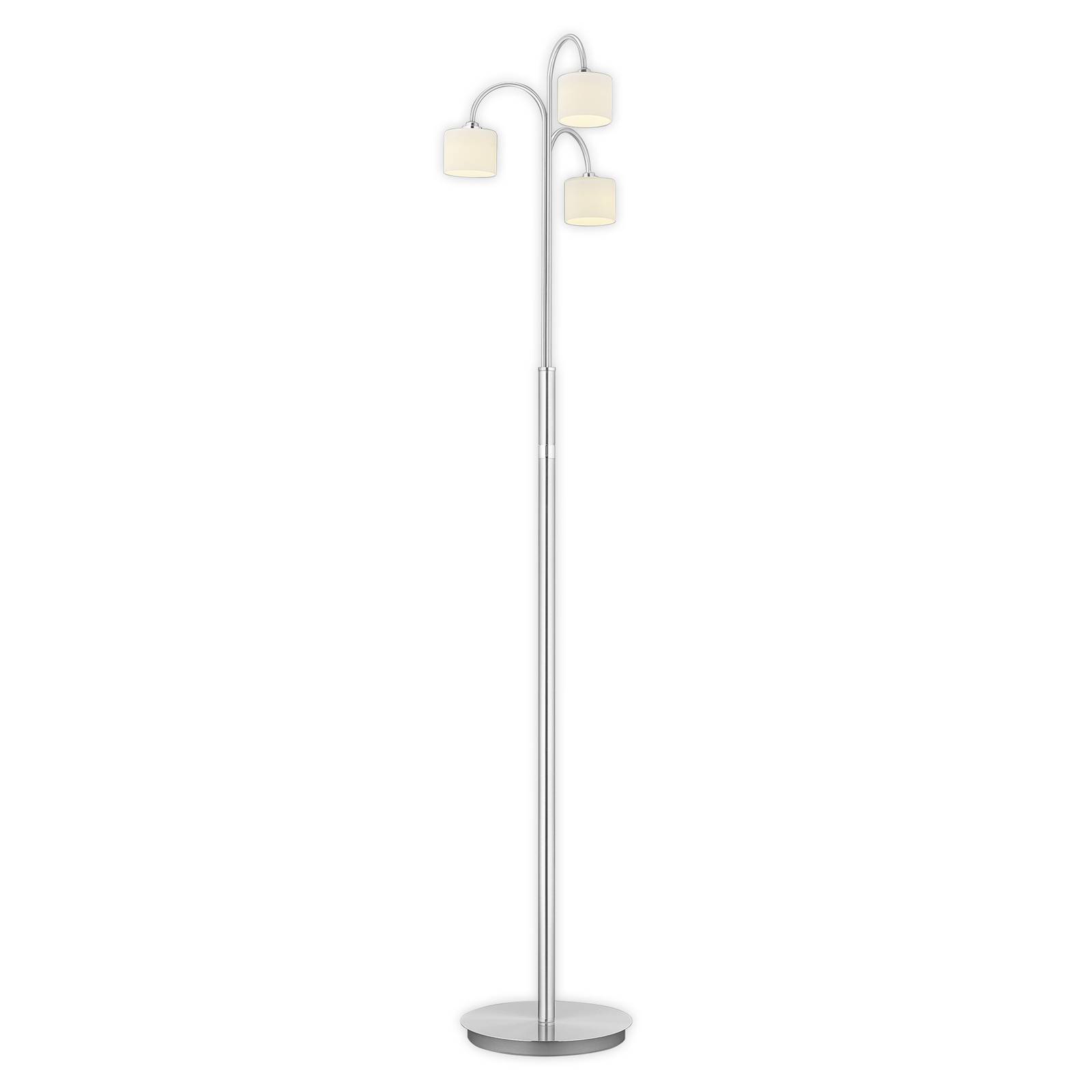 Lampadaire LED Mila en nickel à 3 lampes cylindre