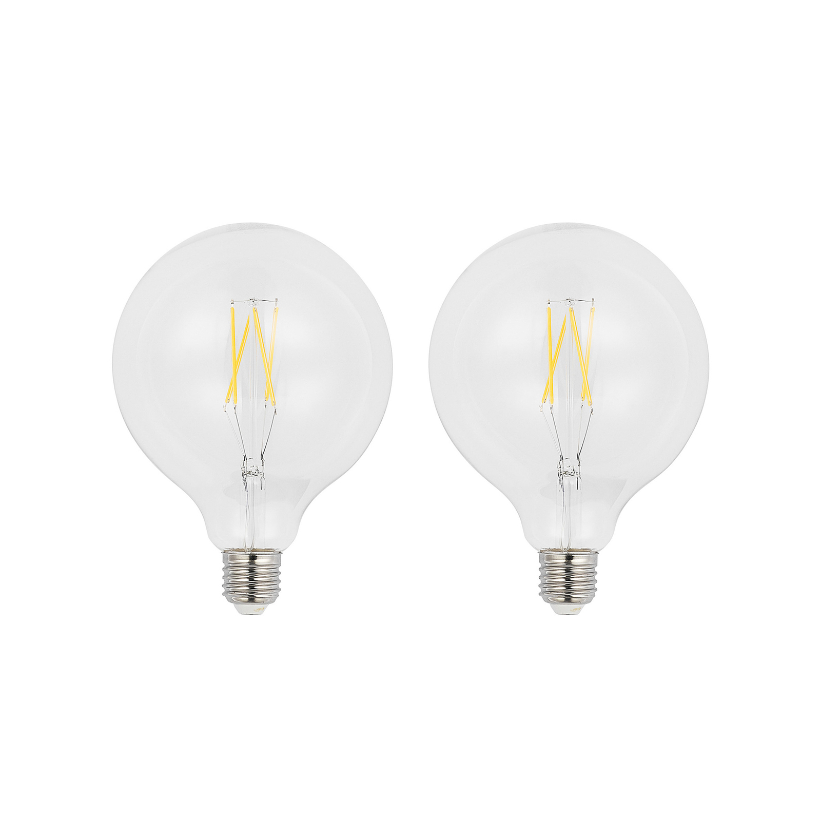 Filament LED bulb E27 6W 2700K G125 globe clear 2x