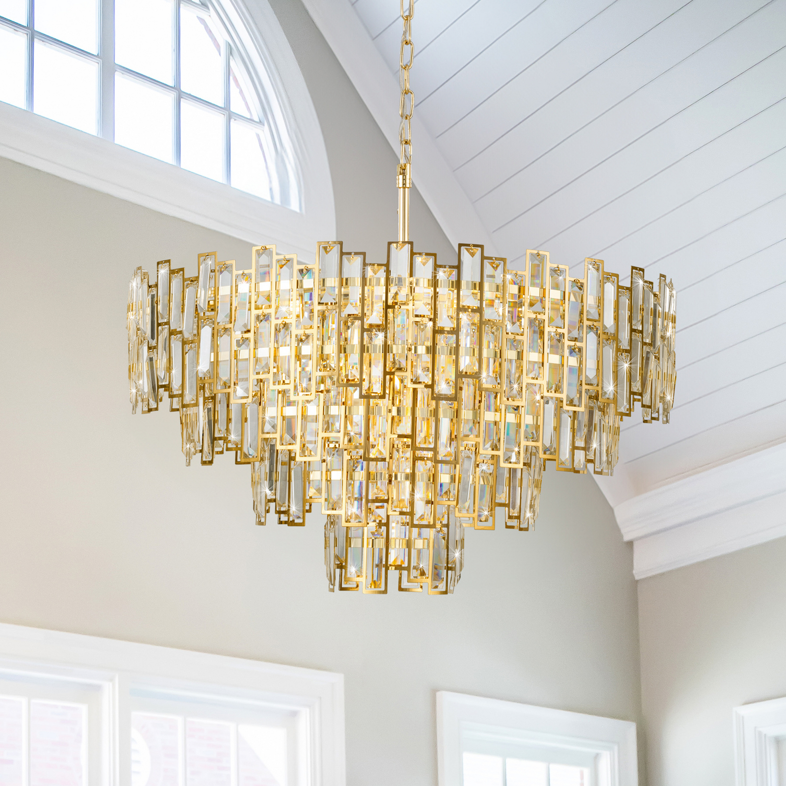 Suspension Calmeilles, laiton, Ø 78 cm, verre - Stars of Light