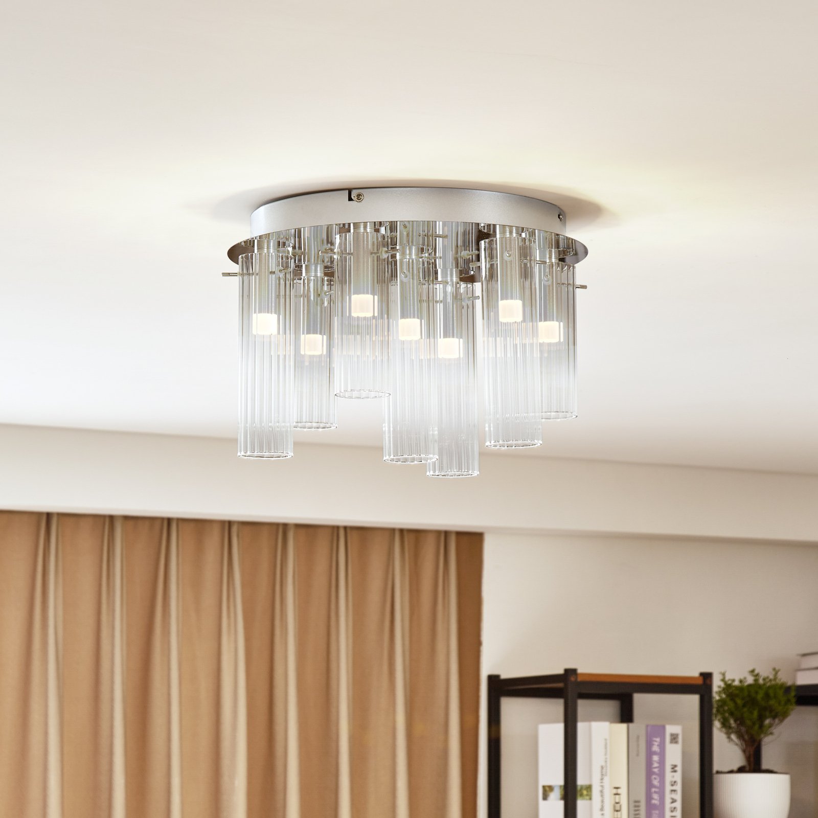 Lucande lampa sufitowa LED Korvitha, 7-punktowa, szary, szkło